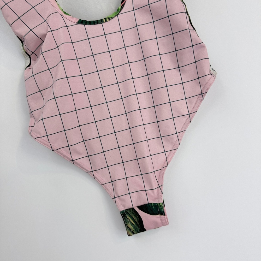 Adidas Originals Farm Rio Bodysuit Womens S Pink Green Tropical Leaf 3-Stripe - Picture 5 of 10